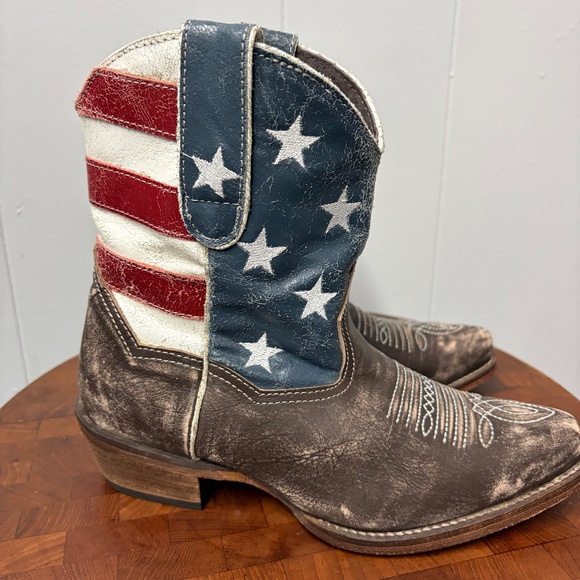 Roper Women's American Beauty Flag  Snip Toe Ankle Boots Size 6 - Picture 7 of 9